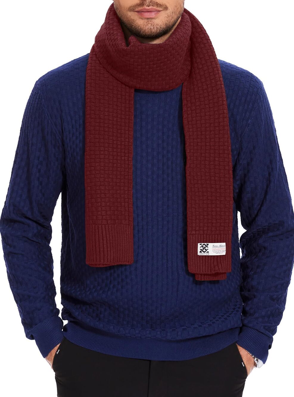 8604 Winter Scarf Soft Warm Waffle knitted Classic Fashion Cold Weather